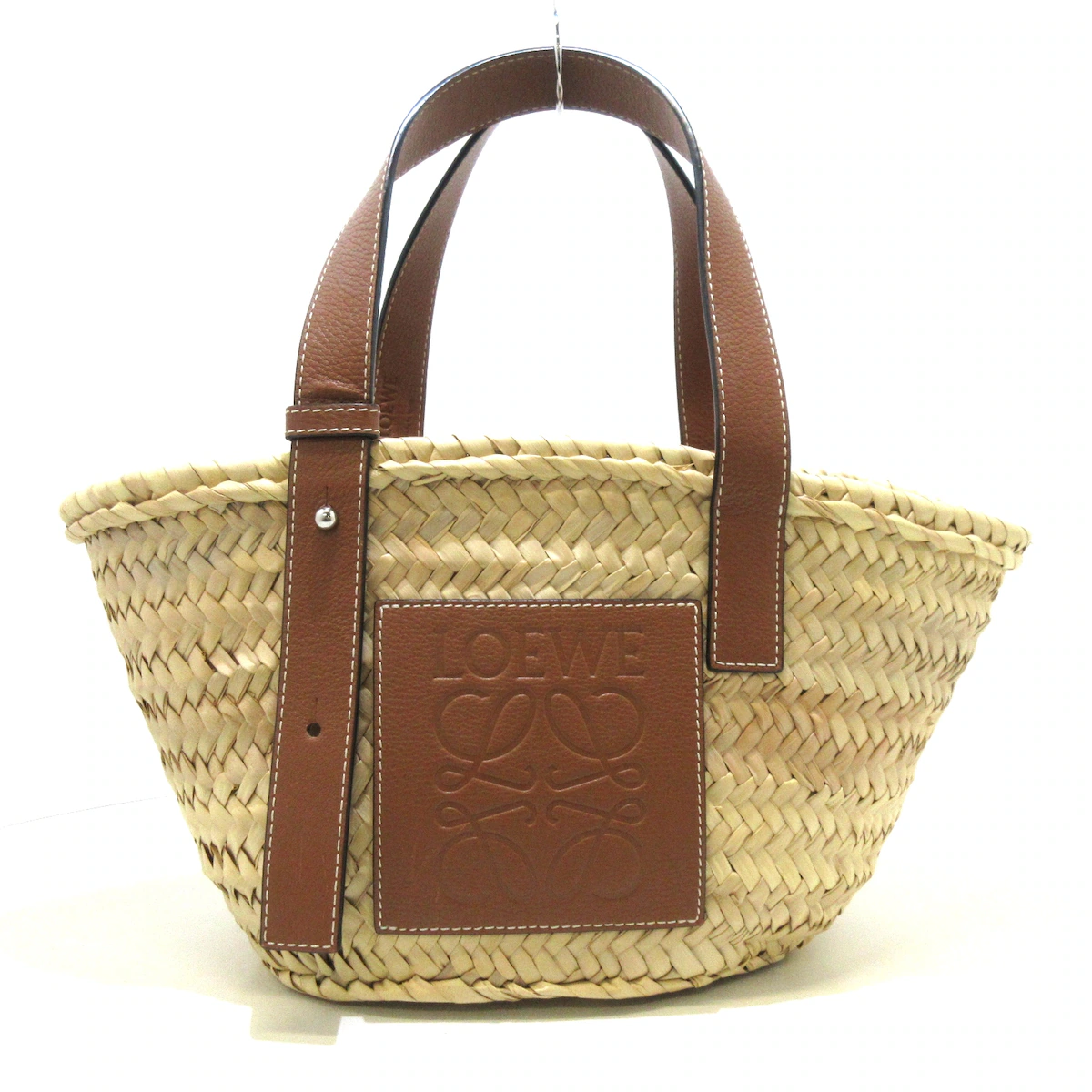 PRE-OWNED Raffia Basket Small Tote Bag