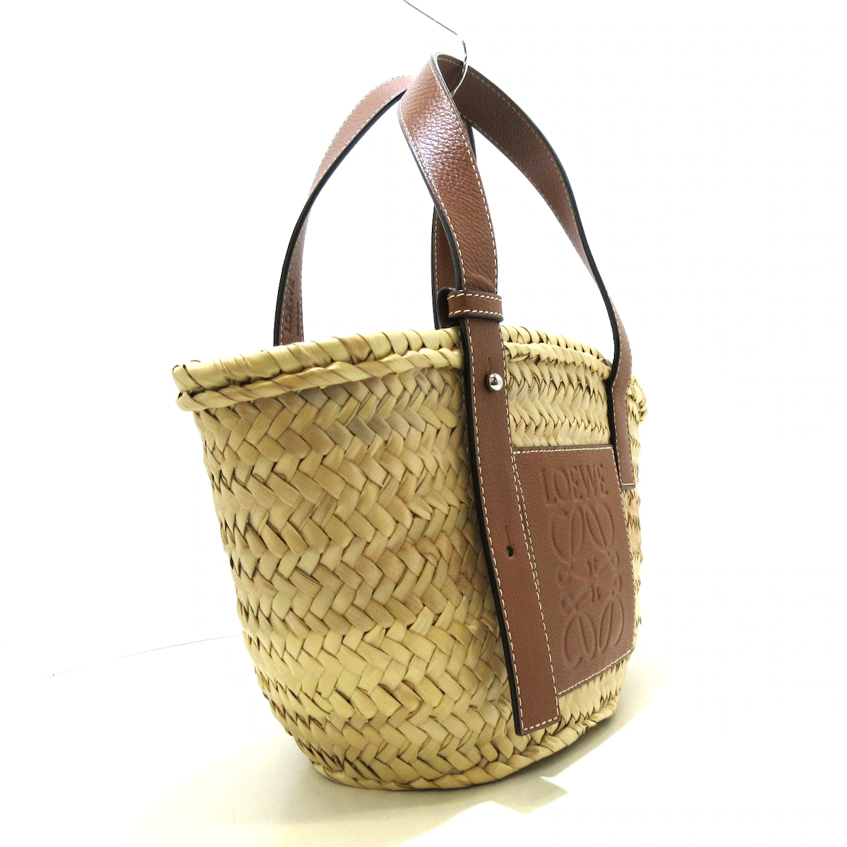 PRE-OWNED Raffia Basket Small Tote Bag