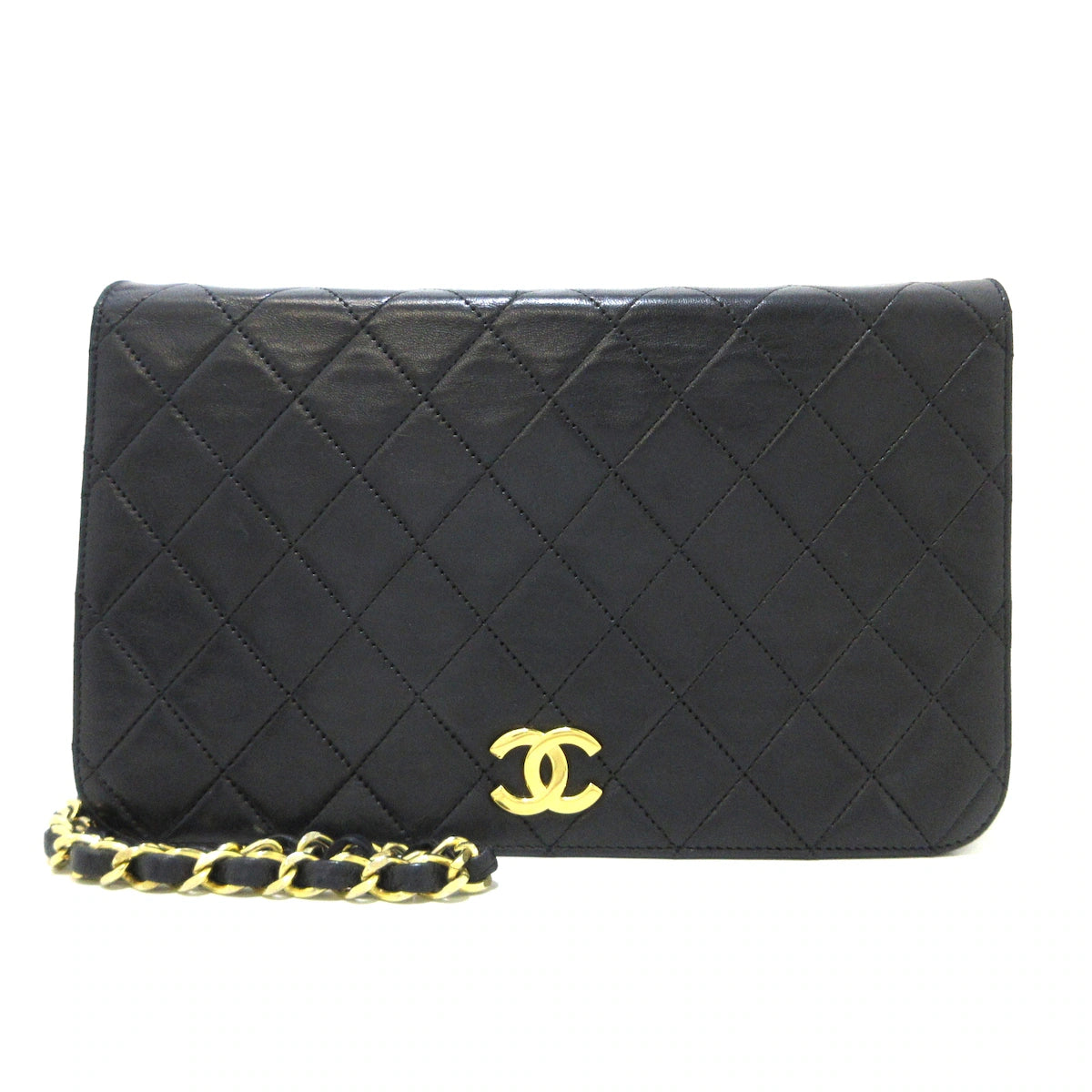 CHANEL - WOC Flap Matelasse Shoulder Bag Black Lambskin