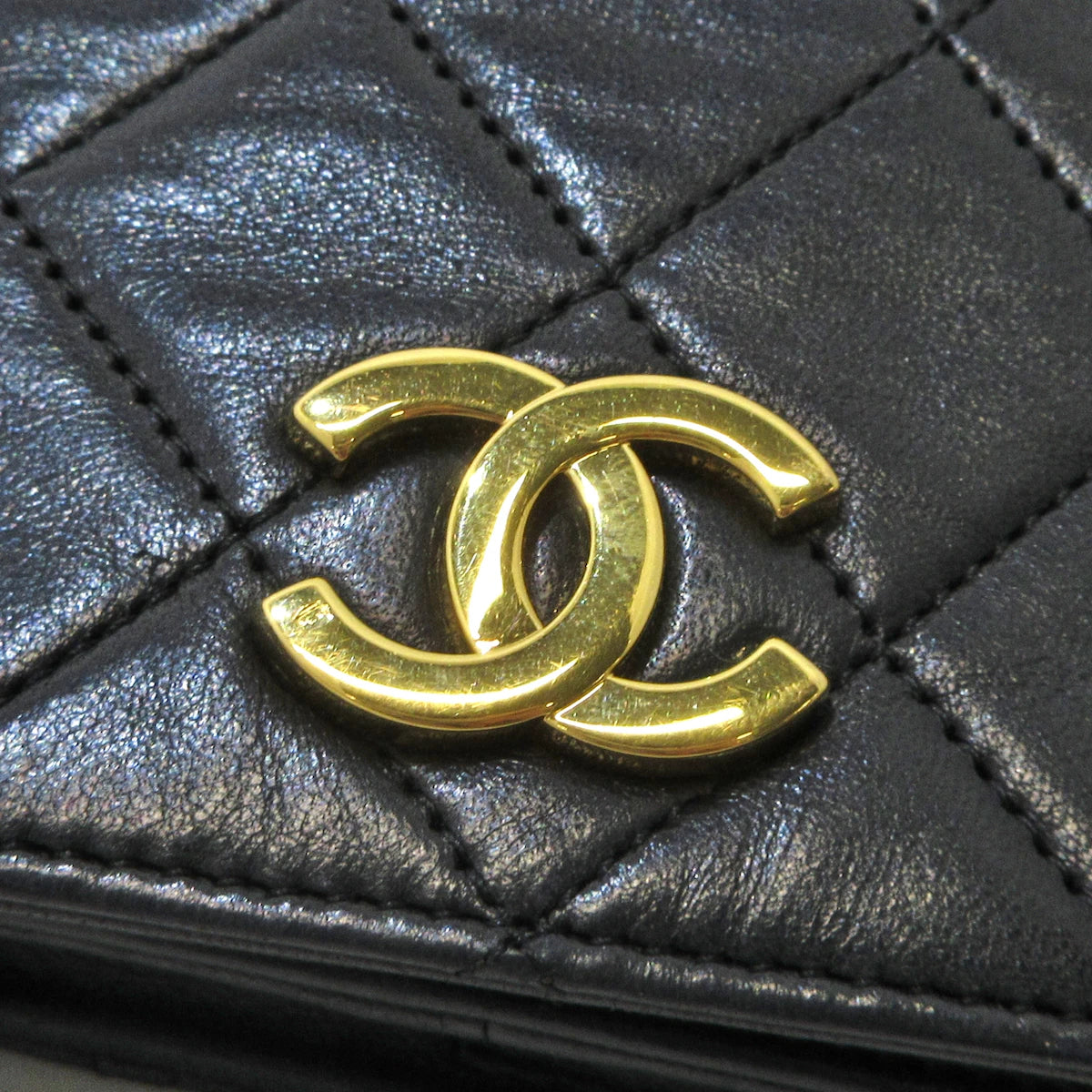 CHANEL - WOC Flap Matelasse Shoulder Bag Black Lambskin