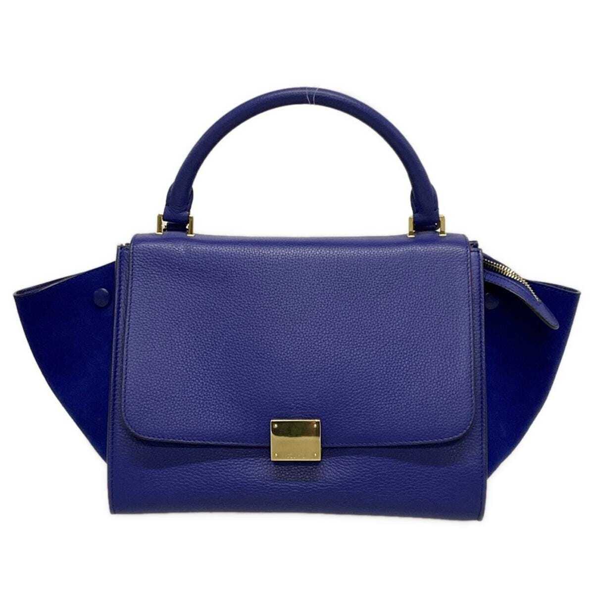 Bolso de hombro de ante y piel azul Trapeze pequeño de segunda mano