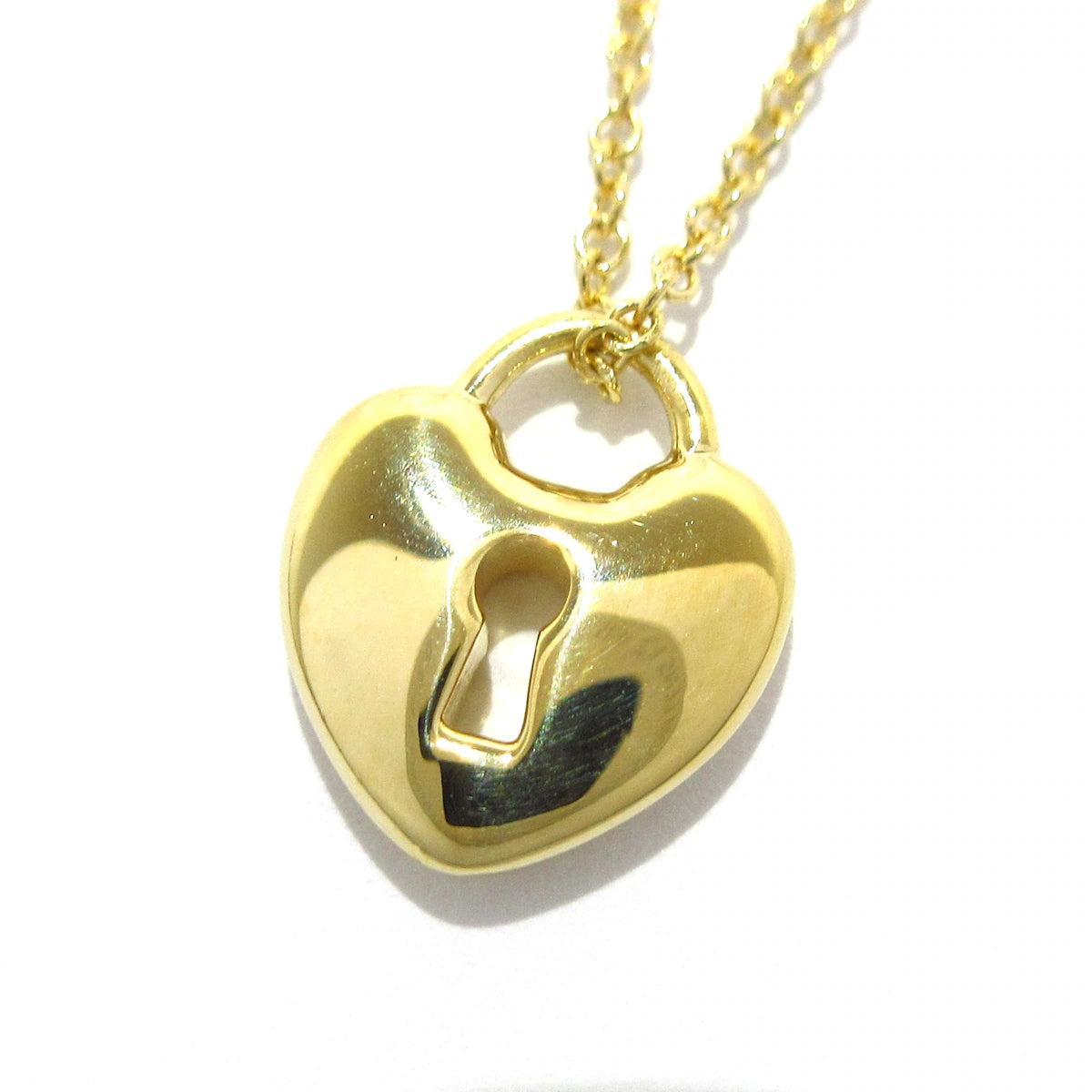 PRE-OWNED Heart Lock Necklace 18K Yellow Gold