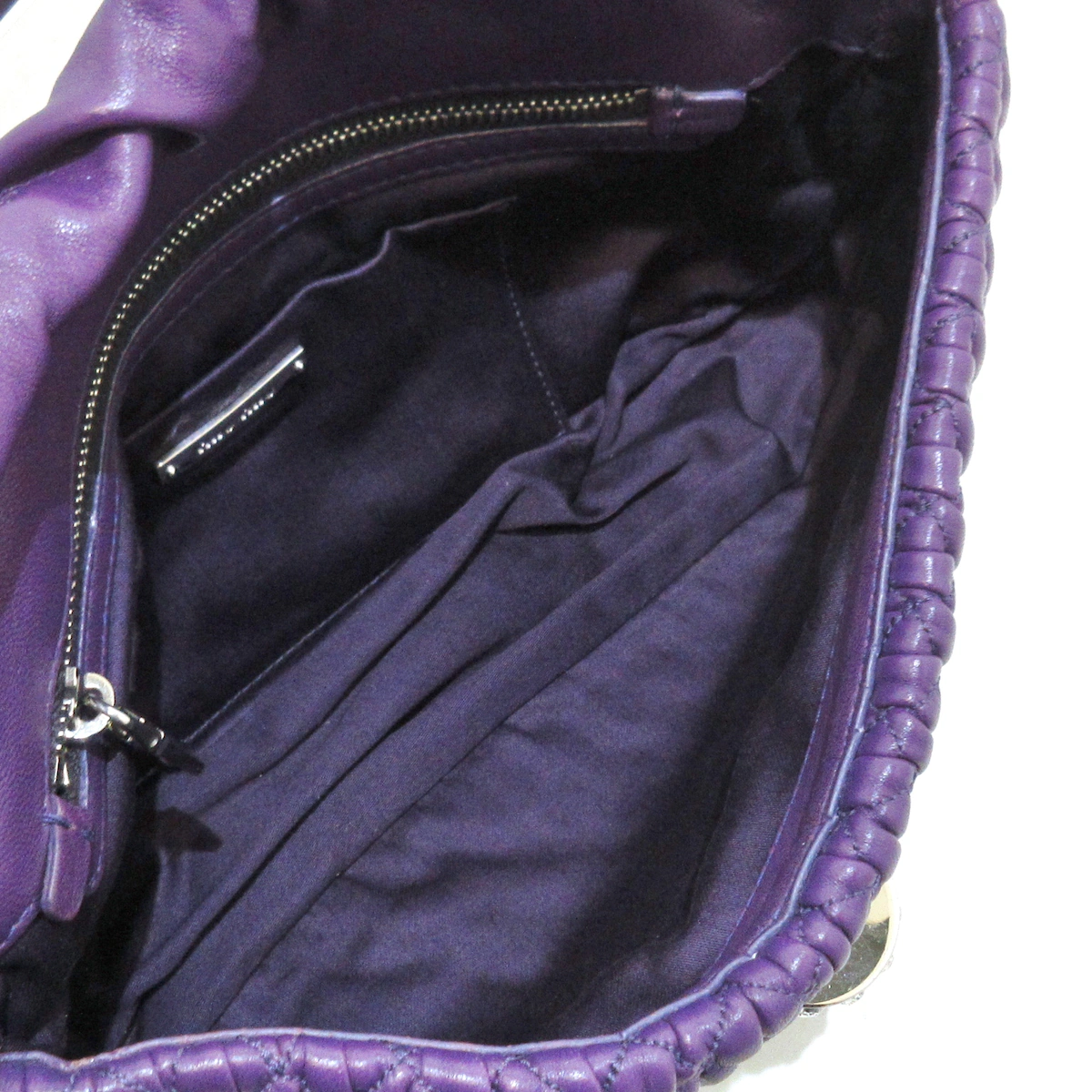 PRE-OWNED Crystal Shoulder Bag Purple Leather