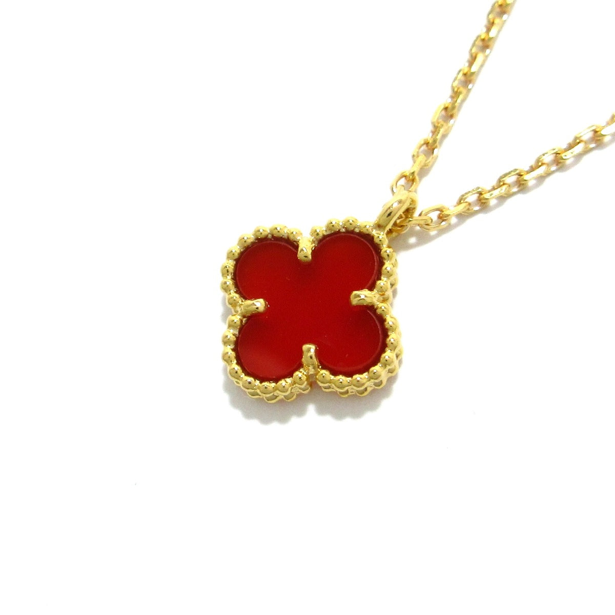 VANCLEEF & ARPELS - Sweet Alhambra Necklace 18K Rose Gold Red Carnelian