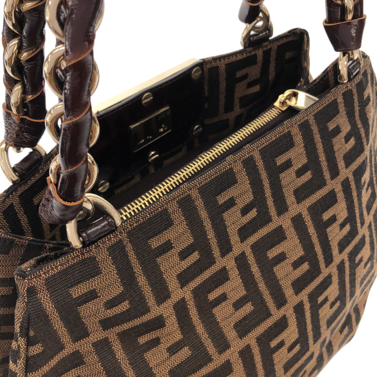 FENDI - Mia Zucca Tote Bag Jacquard Patent Leather