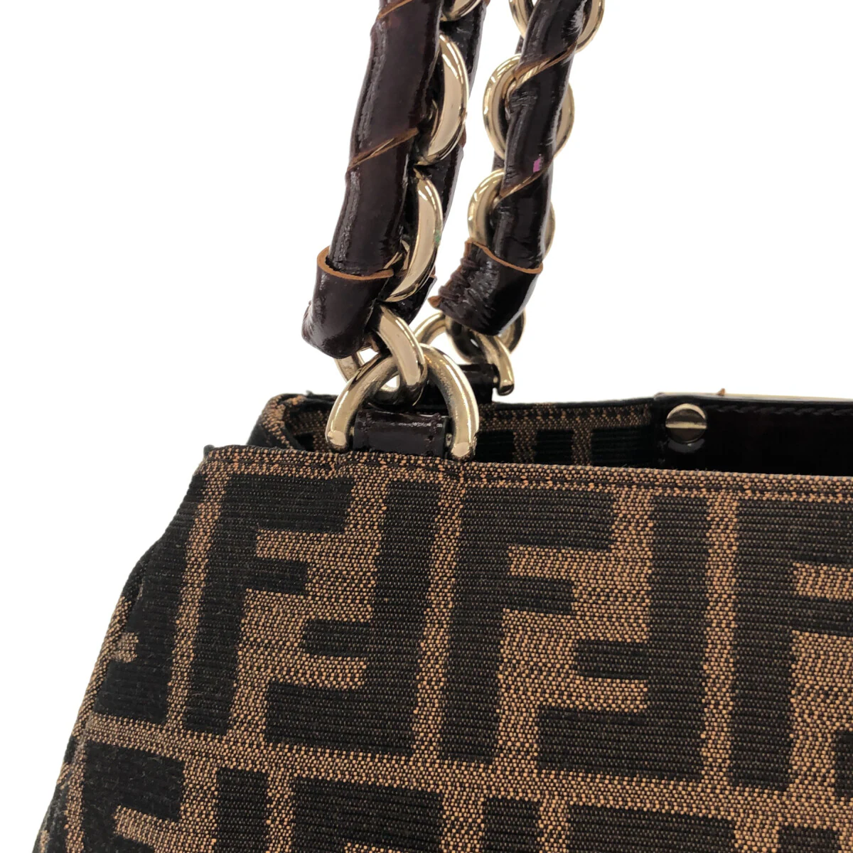 FENDI - Mia Zucca Tote Bag Jacquard Patent Leather