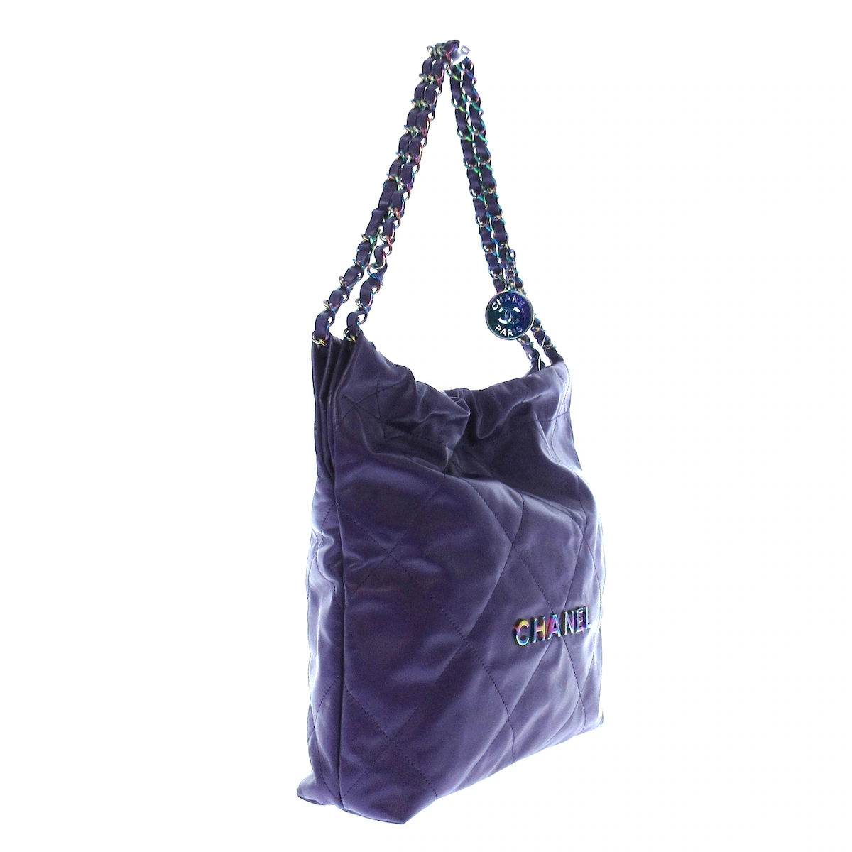 Bolso de hombro pequeño CC 22 de piel de becerro brillante color morado de segunda mano