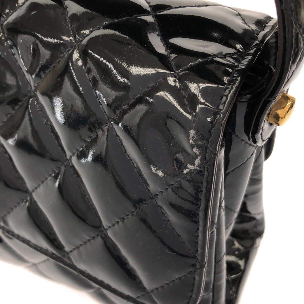 CHANEL - Double Face Matelasse Shoulder Bag Black Patent Leather