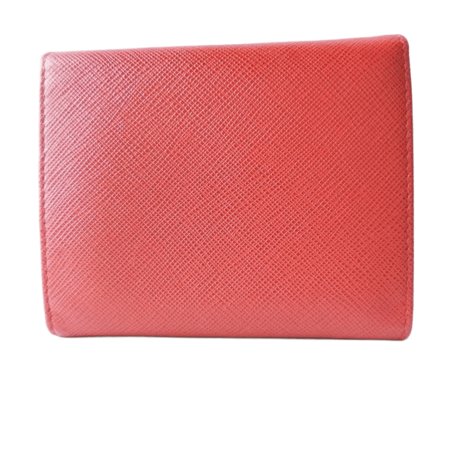 PRE-OWNED Trifold Wallet Red Leather