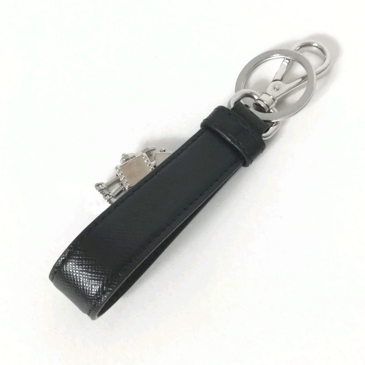 PRADA - Bag Charm Black Silver Red Leather Hardware Rhinestones