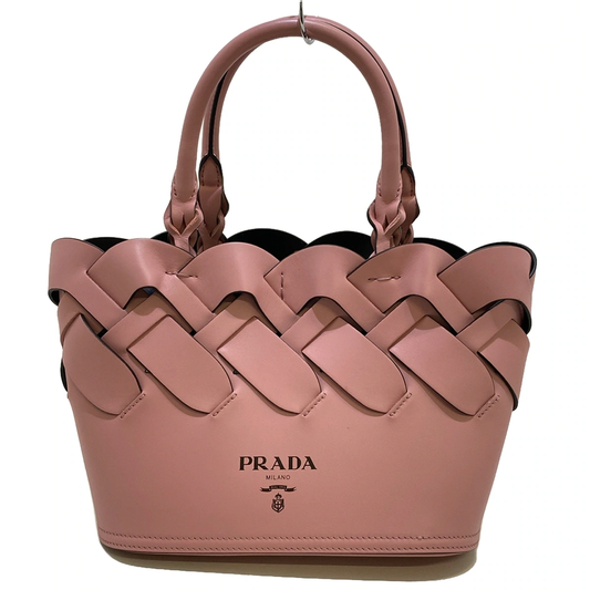 PRADA - Vitello Intrecciato Tote Bag Pink Calf Leather