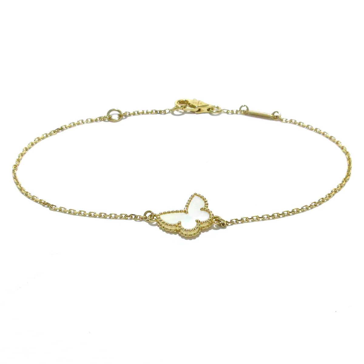 PRE-OWNED 18K Yellow Gold Mother of Pearl Sweet Alhambra Papillon Bracelet