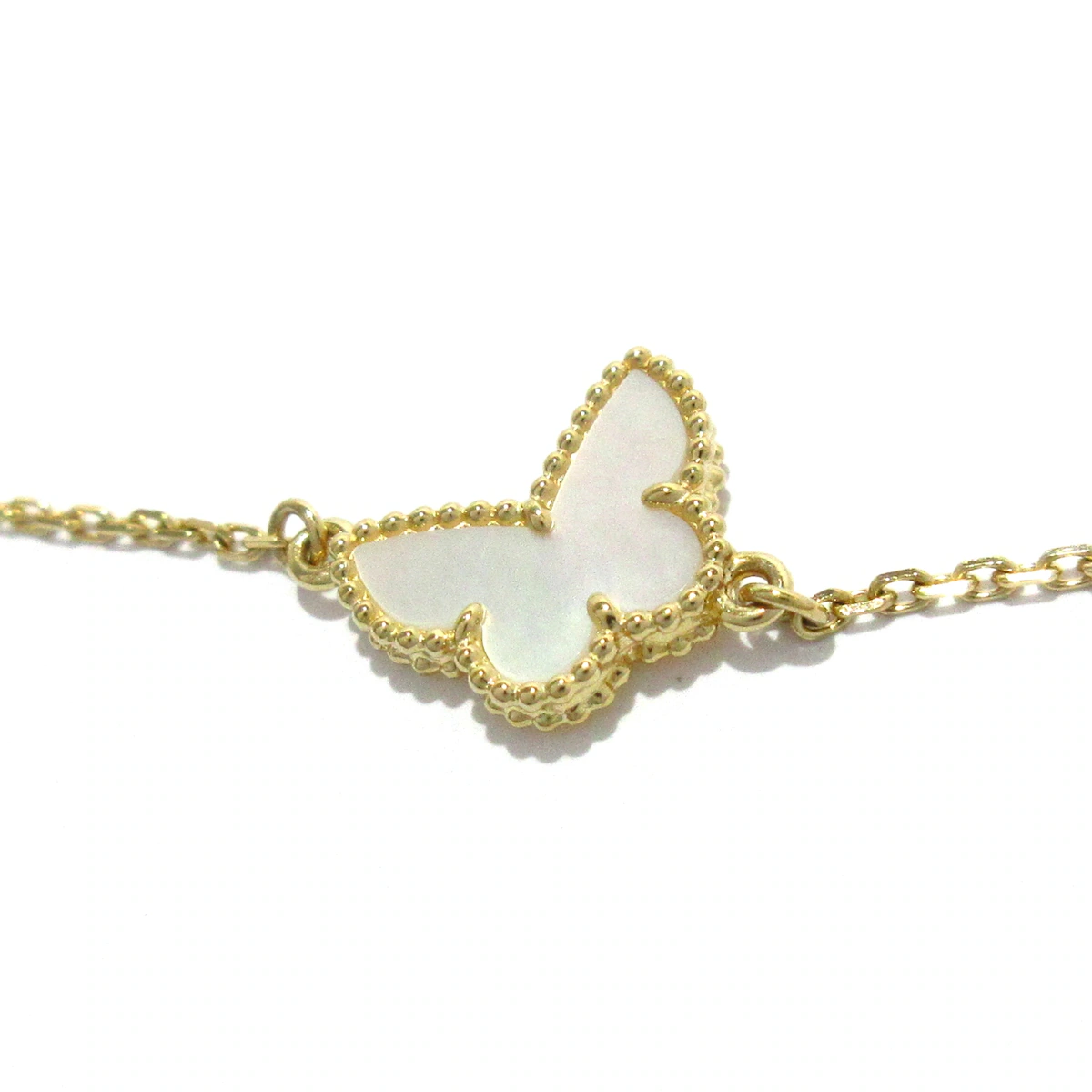 PRE-OWNED 18K Yellow Gold Mother of Pearl Sweet Alhambra Papillon Bracelet