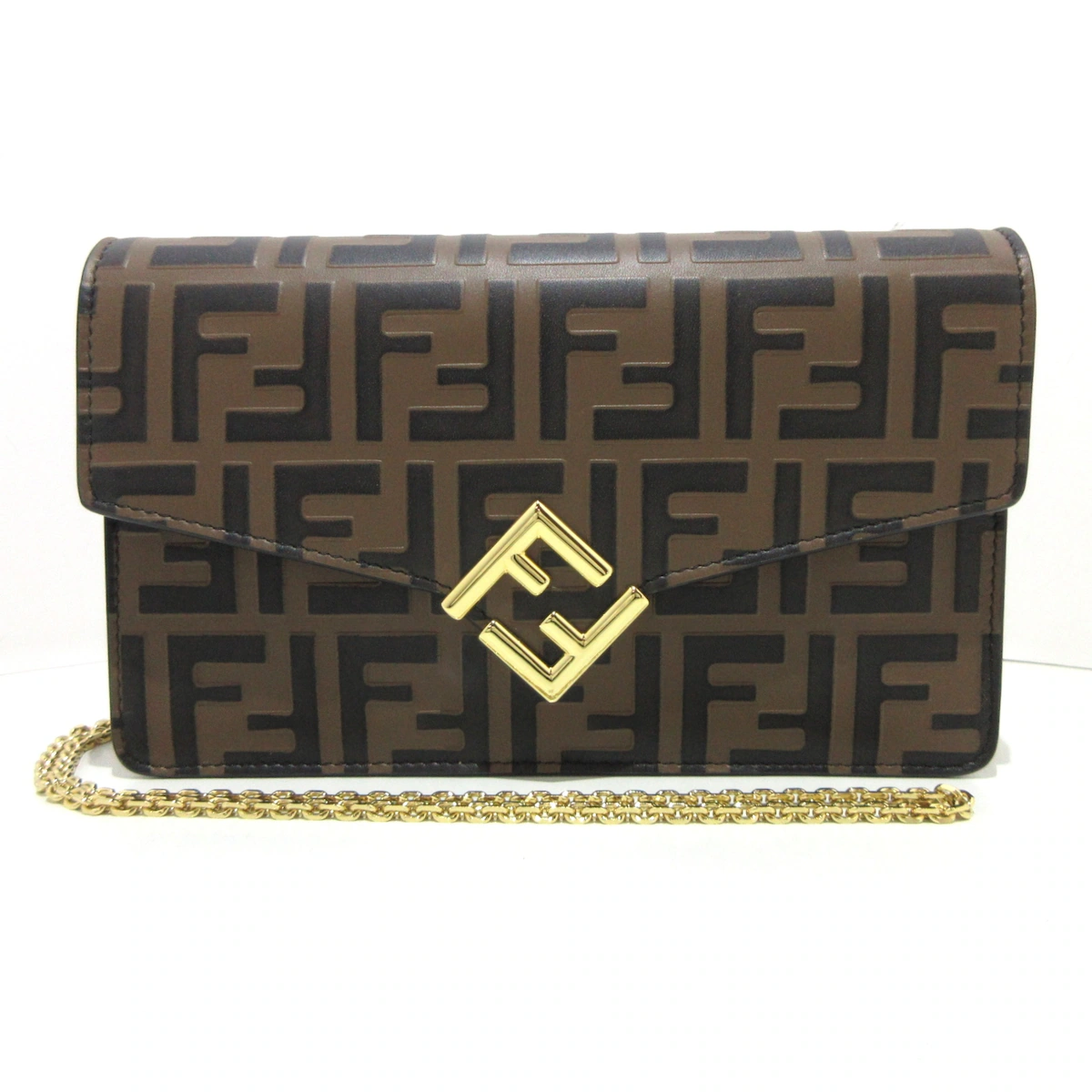 FENDI - FF Diamond Zucca Wallet on a Chain