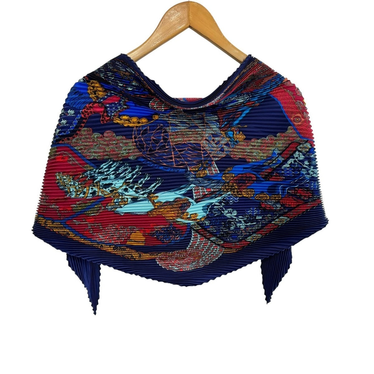 PRE-OWNED Navy Red Multi Caleprice Scarf