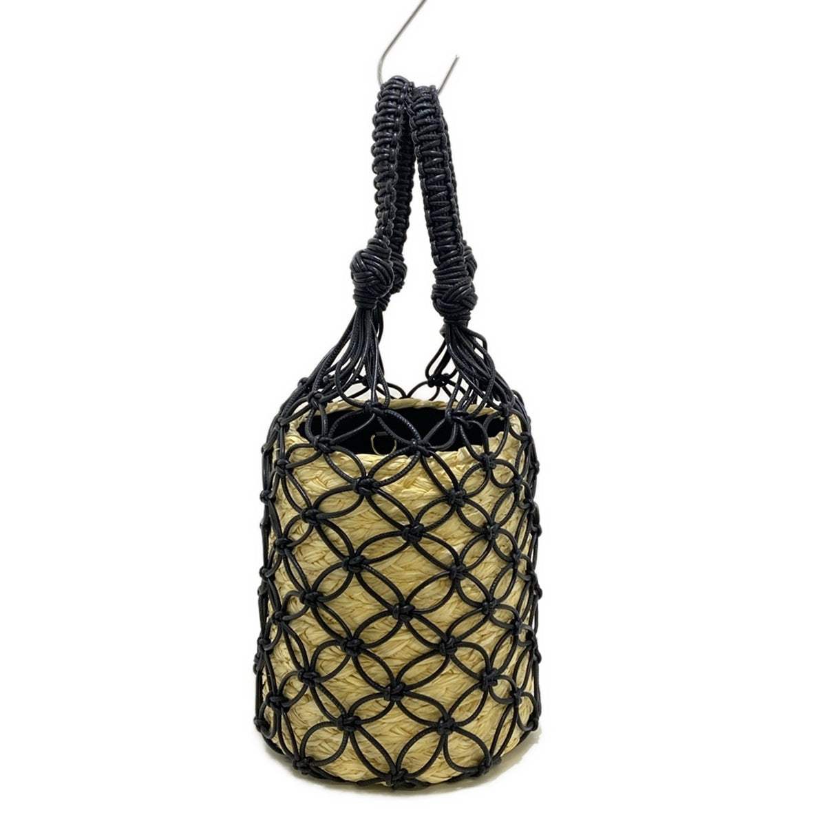 MIU MIU - Bucket Shoulder Bag Black Beige Leather Straw