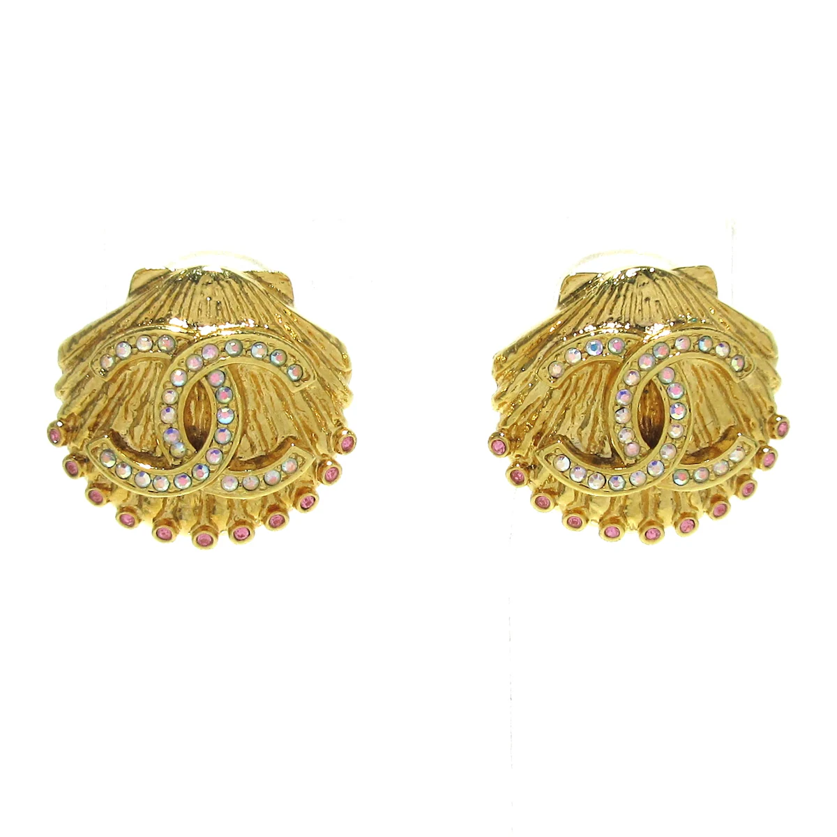 Pendientes de clip con diamantes de imitación en color azul claro y rosa claro de Coco Gold de segunda mano