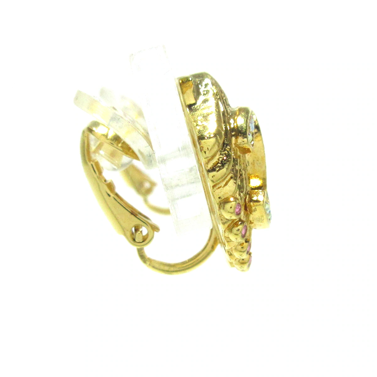 Pendientes de clip con diamantes de imitación en color azul claro y rosa claro de Coco Gold de segunda mano