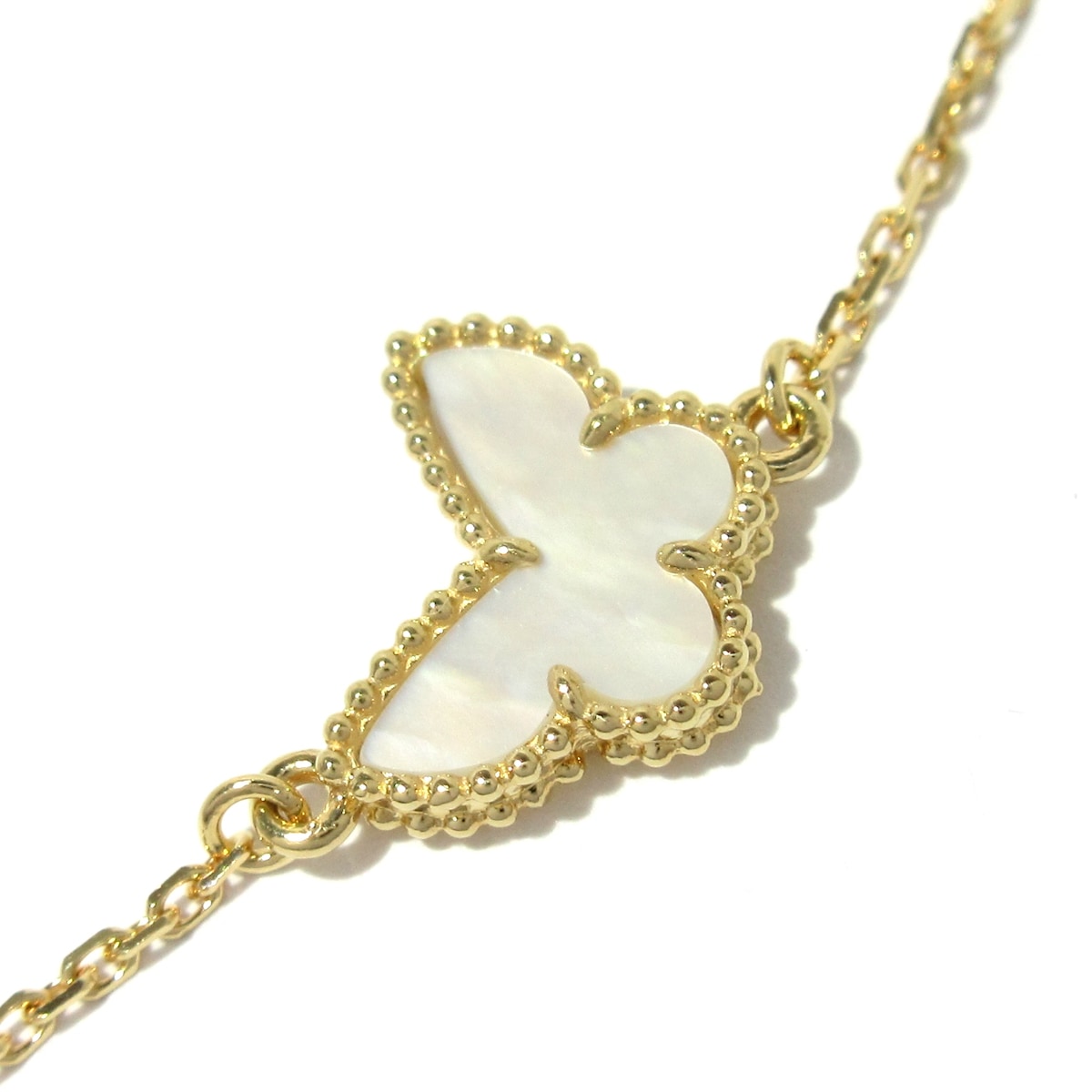 VANCLEEF & ARPELS - Sweet Alhambra Papillon Bracelet 18K Yellow Gold Mother of Pearl