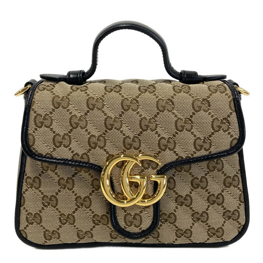 GUCCI - Mini Top Crossbody Bag Beige Brown Black Jacquard Leather