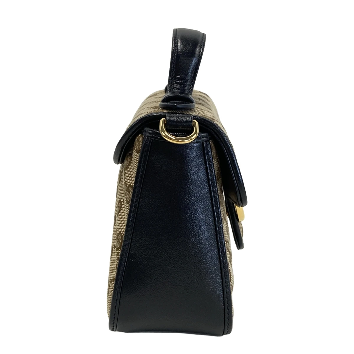 GUCCI - Mini Top Crossbody Bag Beige Marrón Negro Piel Jacquard