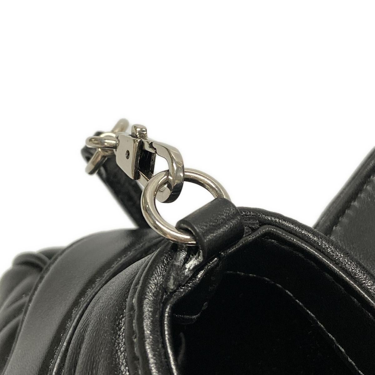 PRE-OWNED Horsebit Chain Medium Black Leather Shoulder Bag