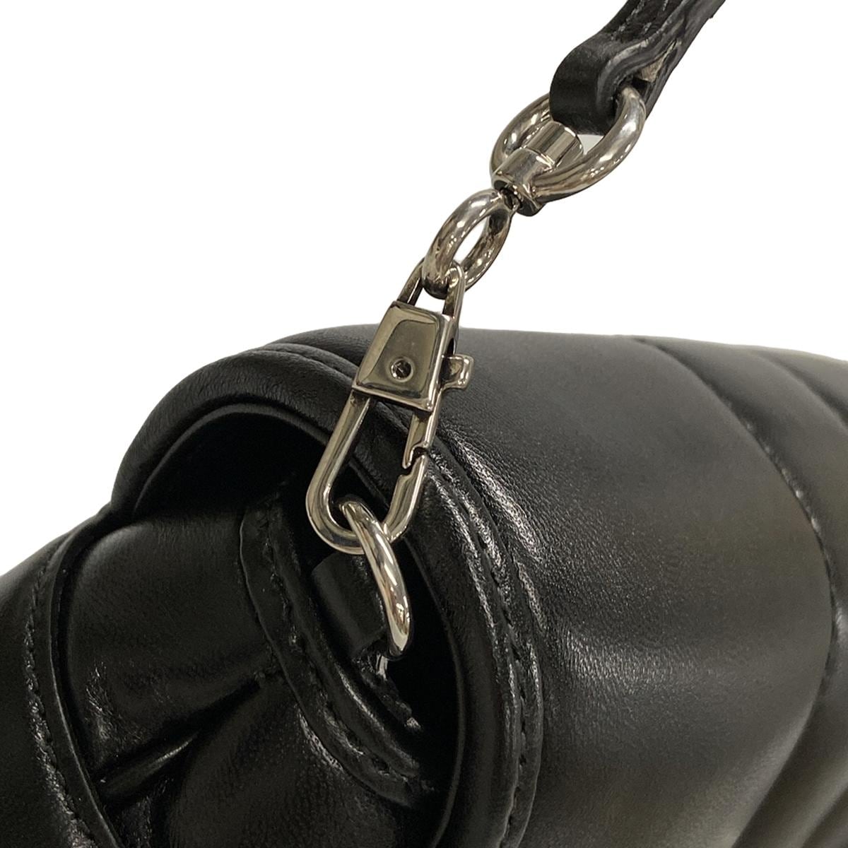 PRE-OWNED Horsebit Chain Medium Black Leather Shoulder Bag