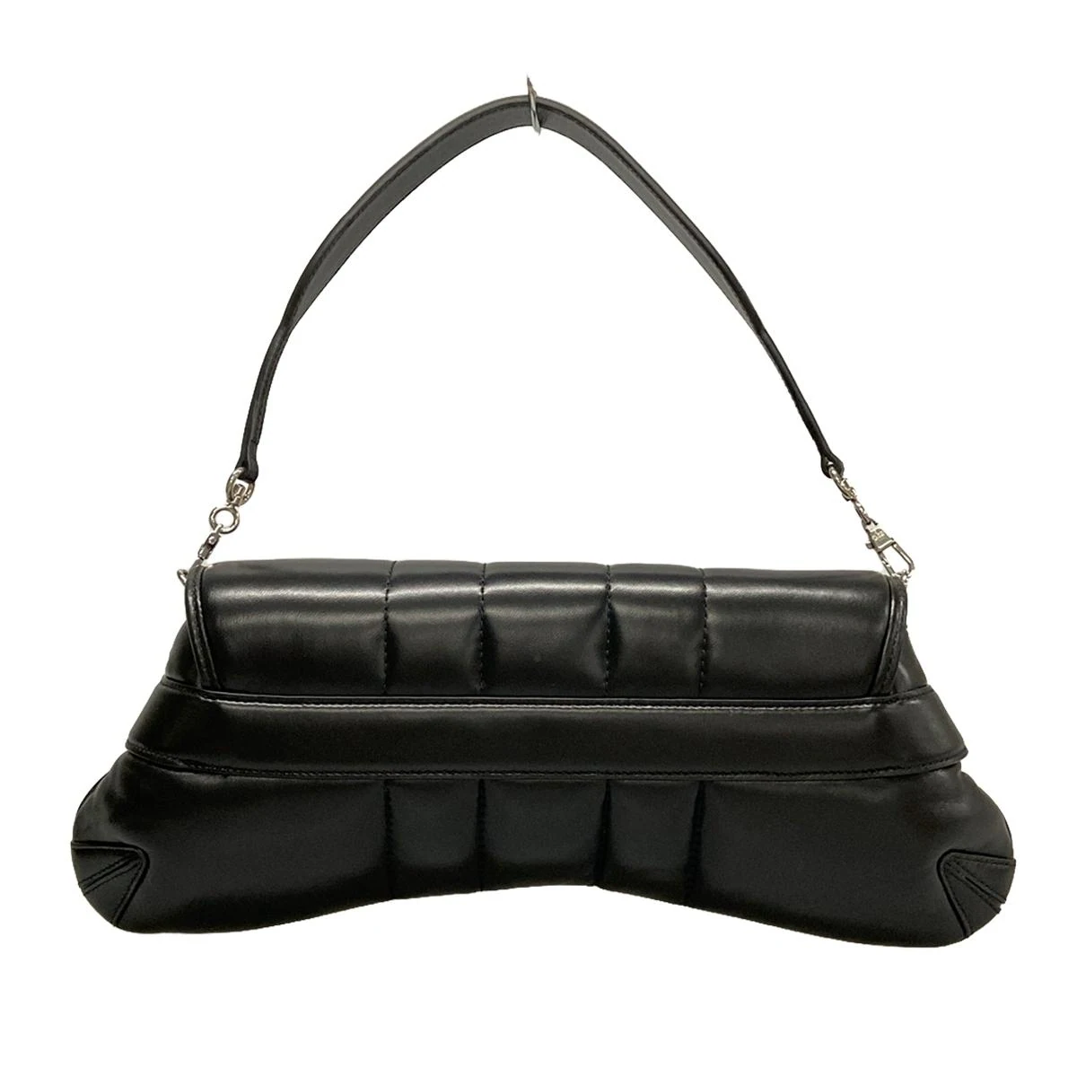 Bolso de hombro mediano de cuero negro con cadena Horsebit de segunda mano