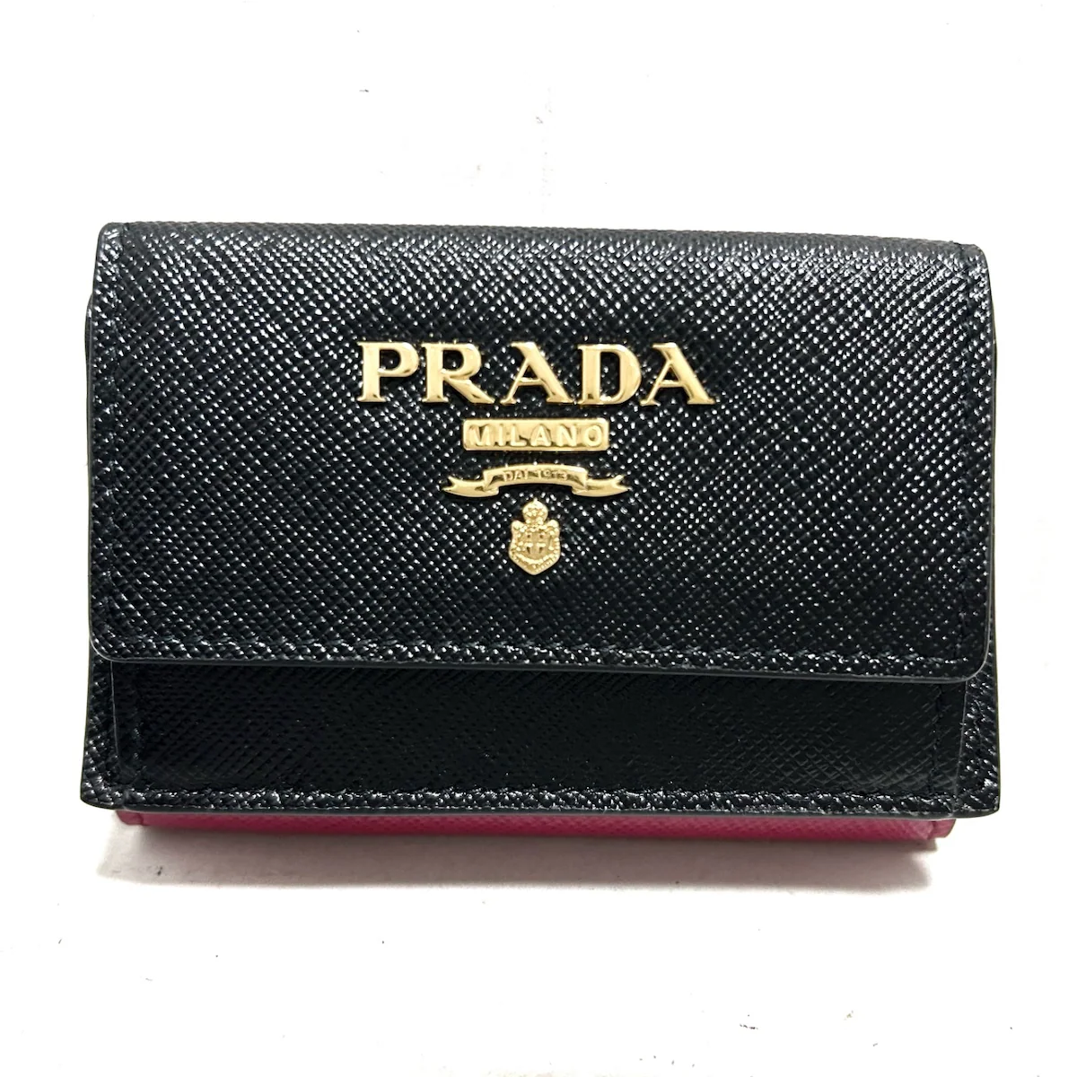 PRE-OWNED Trifold Bordeaux Black Leather Wallet