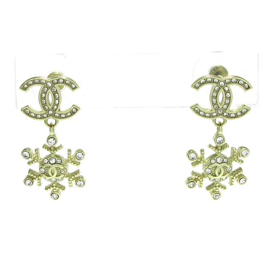 CHANEL - Coco Earrings Gold Clear Hardware Rhinestones