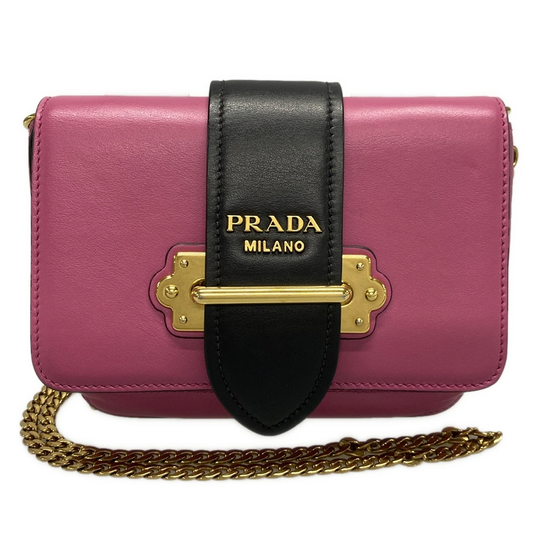 PRADA - Logo Pink Black Leather Crossbody Bag