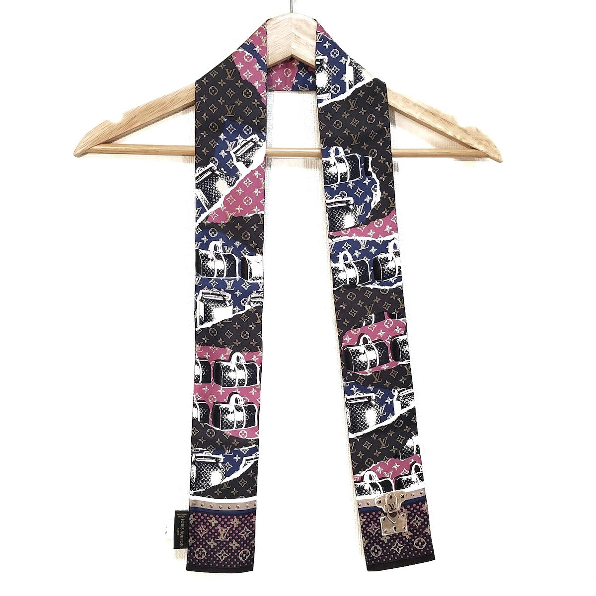 PRE-OWNED LV Dark Brown Pink Bandeau Monogram Scarf