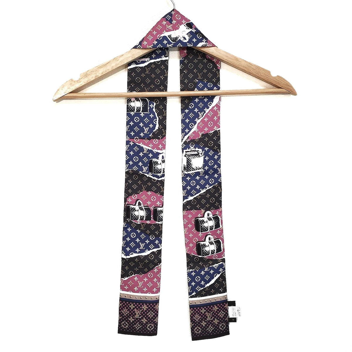 PRE-OWNED LV Dark Brown Pink Bandeau Monogram Scarf