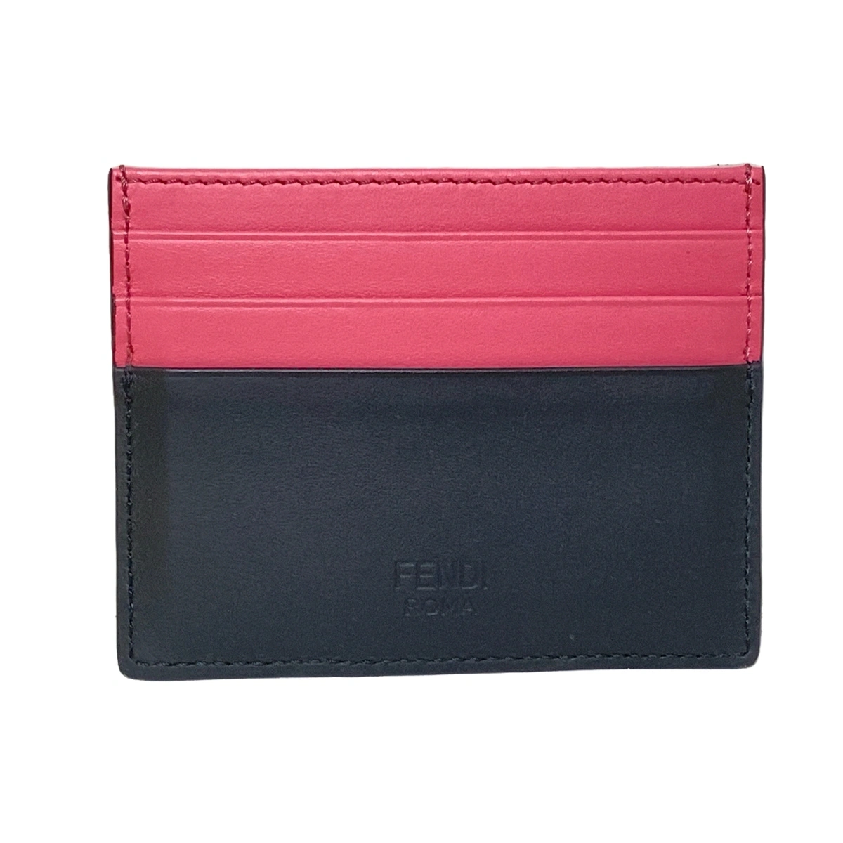 PRE-OWNED Pink Black Leather Bag Bugs Card Case