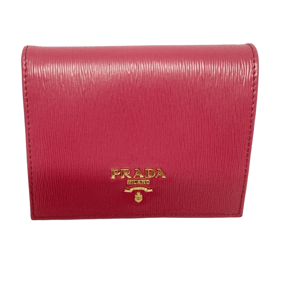 PRE-OWNED Dark Pink Bifold Wallet Leather