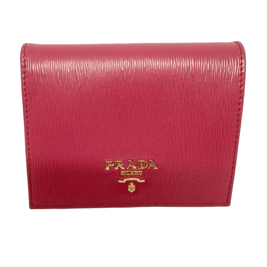 Cartera plegable de cuero rosa oscuro de segunda mano