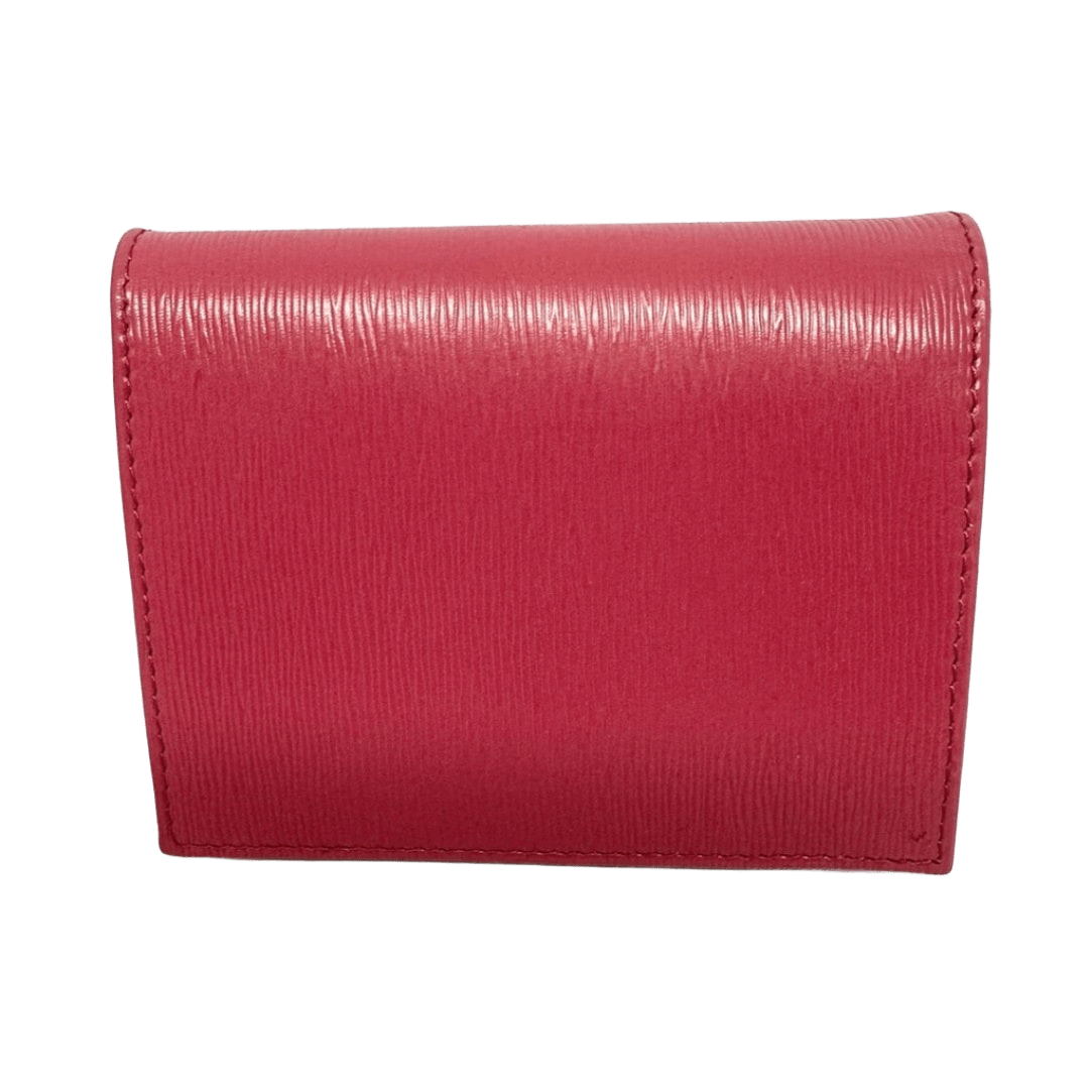 PRE-OWNED Dark Pink Bifold Wallet Leather