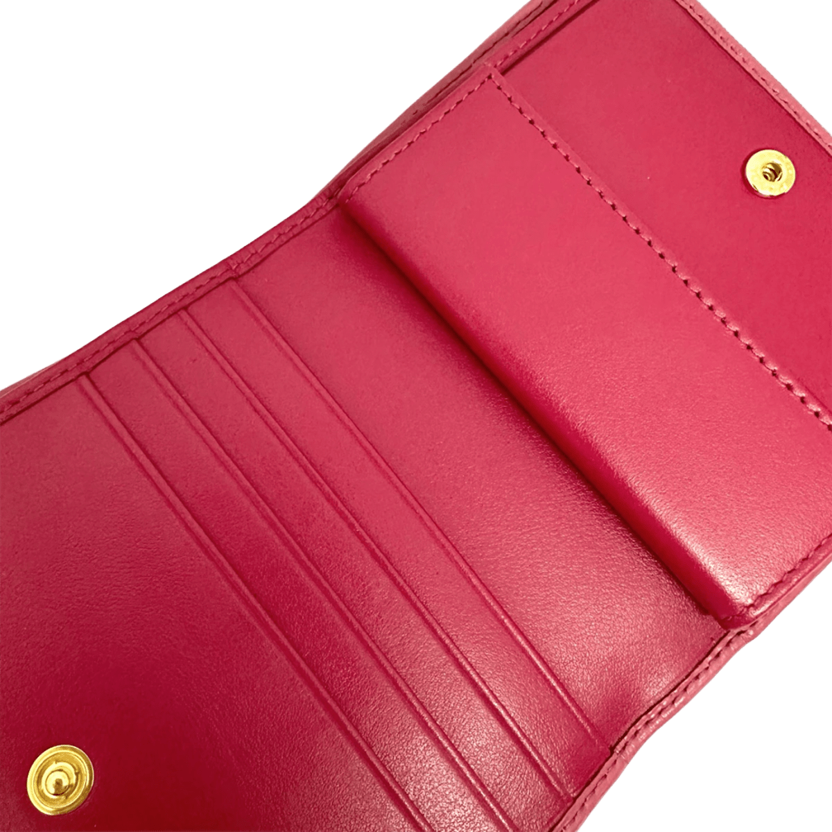 Cartera plegable de cuero rosa oscuro de segunda mano