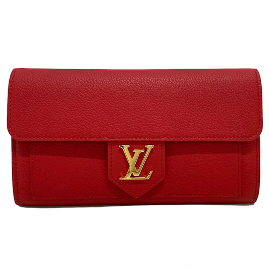 PRE-OWNED LV Portefeuille Lockme Ruby Soft Calf Leather Long Wallet