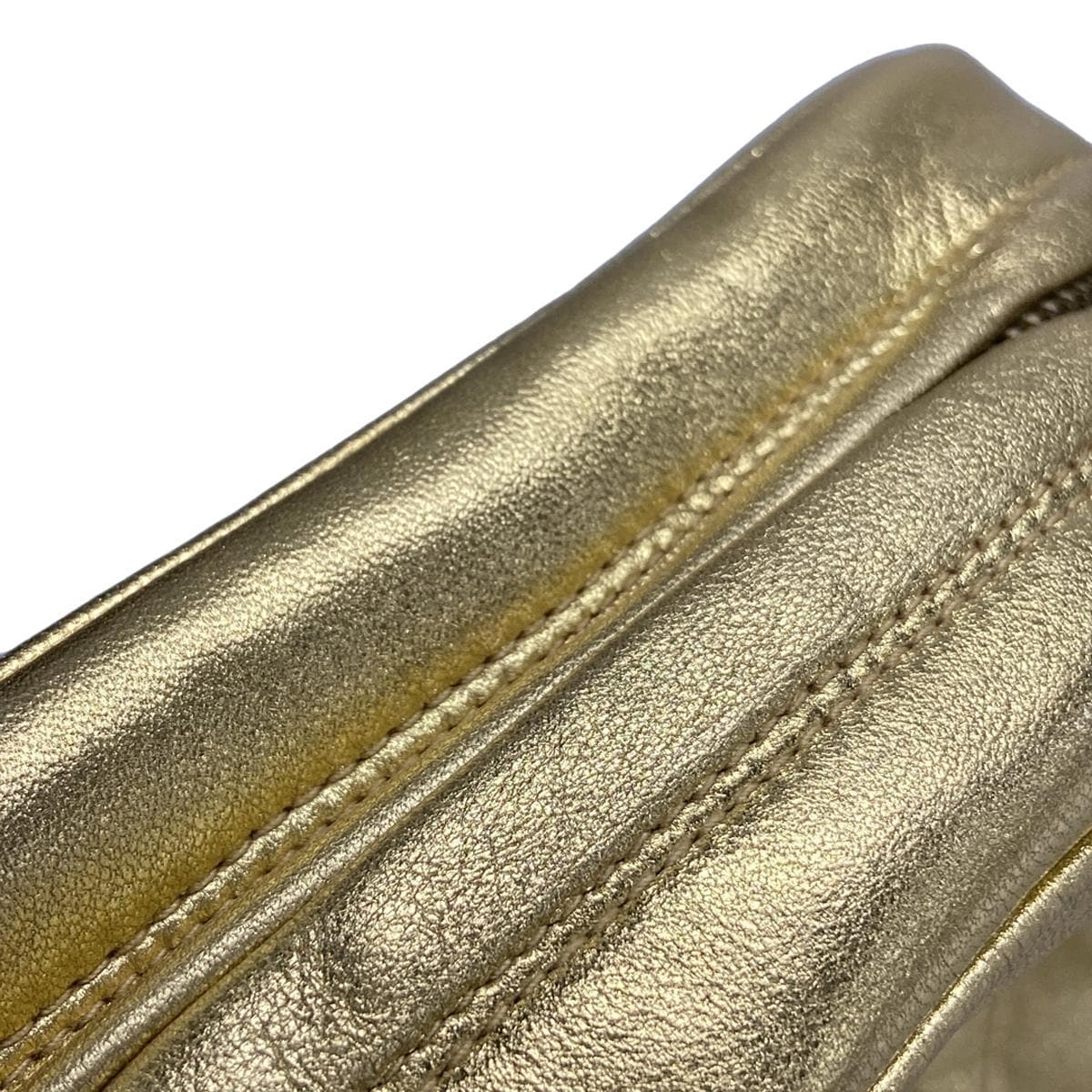 PRE-OWNED CC Mini Matelasse Gold Lambskin Shoulder Bag