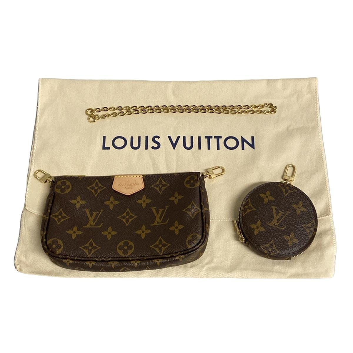 PRE-OWNED LV Multi Pochette Accessories Rose Clair Monogram Canvas Shoulder Bag