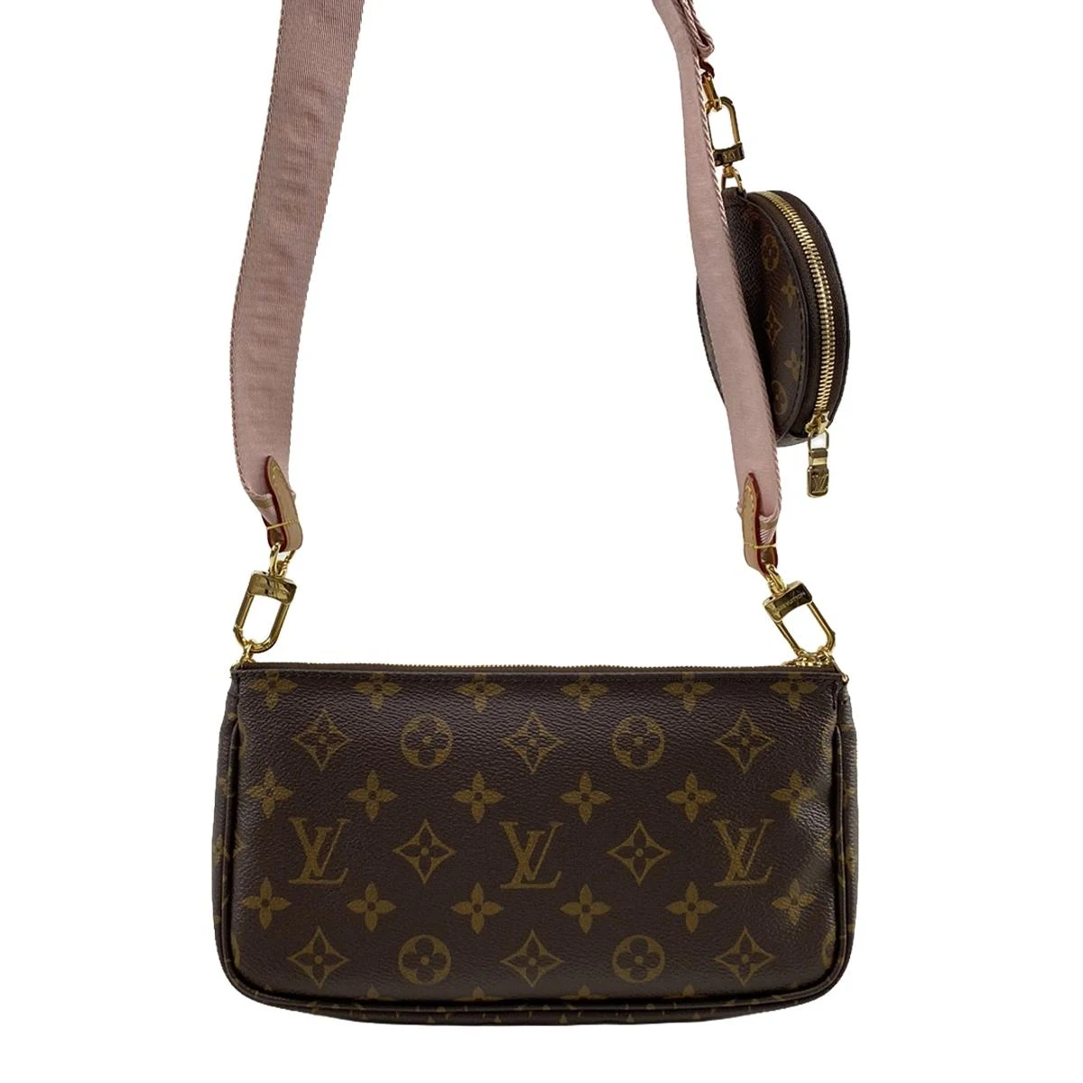 PRE-OWNED LV Multi Pochette Accessories Rose Clair Monogram Canvas Shoulder Bag