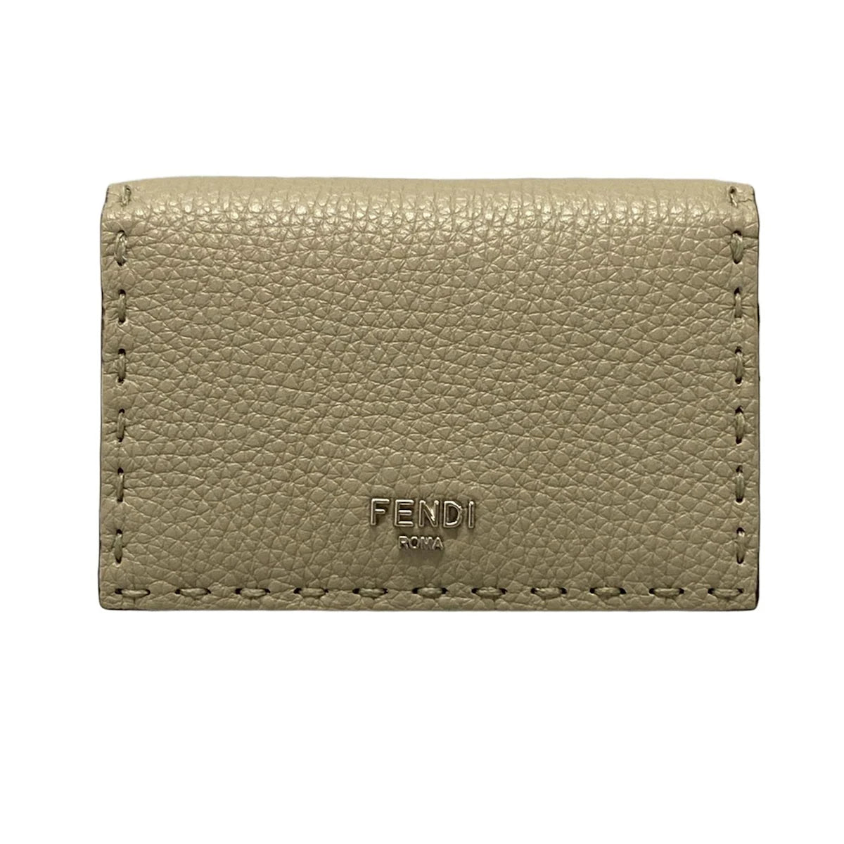 PRE-OWNED Beige Leather Card Case