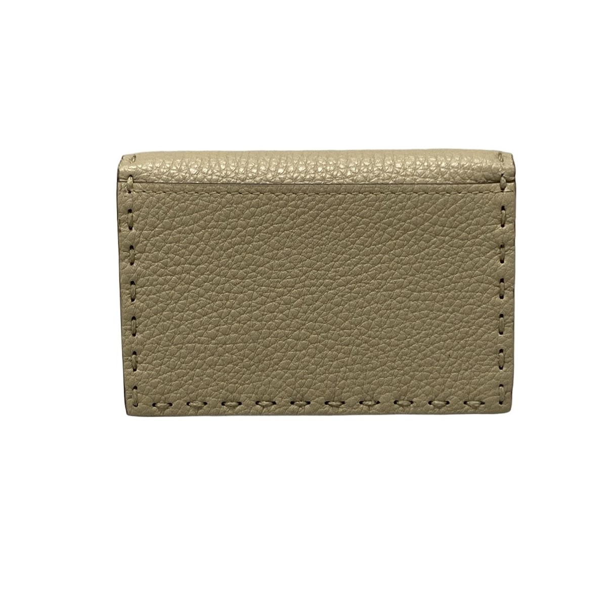 PRE-OWNED Beige Leather Card Case
