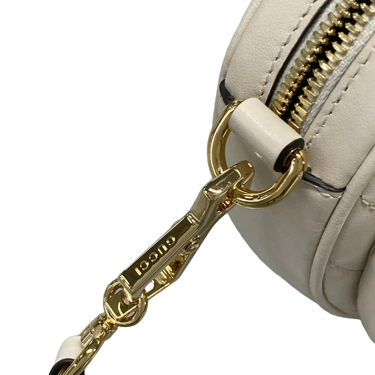 PRE-OWNED GG White Leather Interlocking G Shoulder Bag
