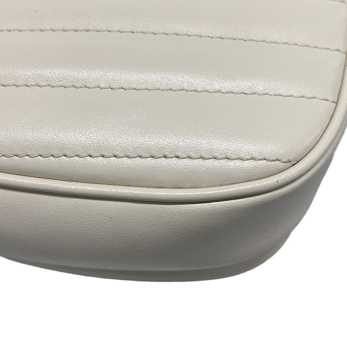 PRE-OWNED GG White Leather Interlocking G Shoulder Bag