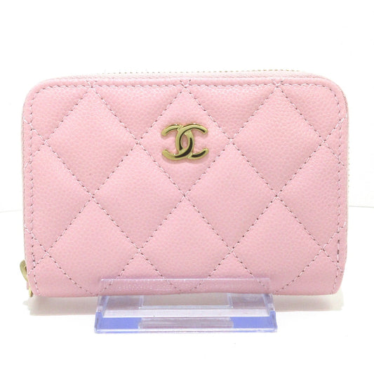 PRE-OWNED CC Light Pink Caviar Skin Classic Zip Coin Purse
