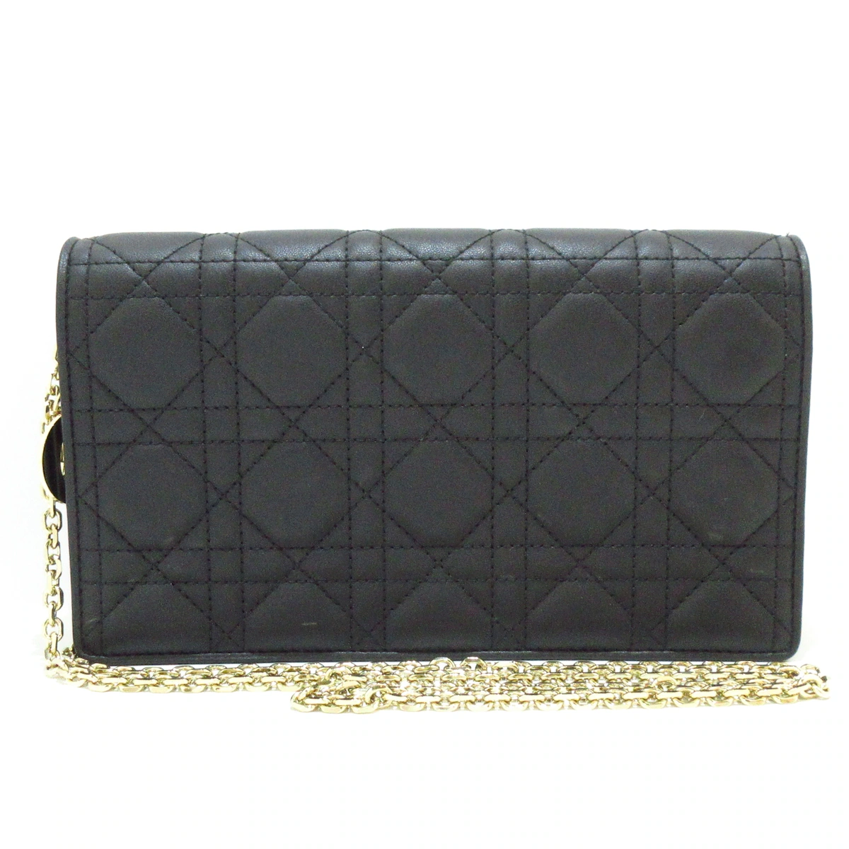 Cartera Lady Dior de segunda mano con cadena, bolso bandolera de piel de cordero negra