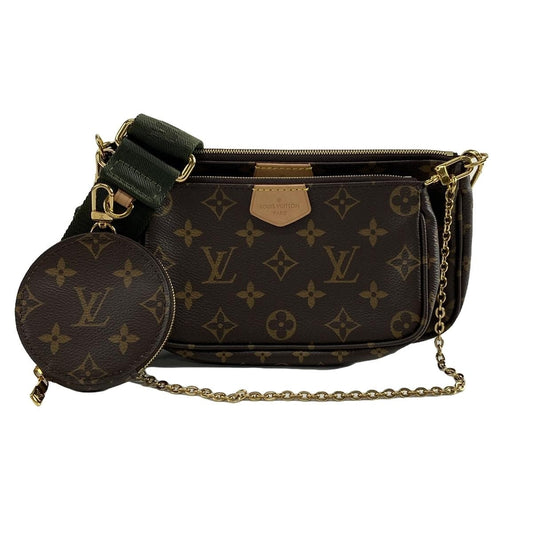 PRE-OWNED LV Multi Pochette Accessoires Khaki Monogram Canvas Leather Shoulder Bag