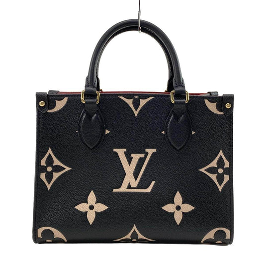 PRE-OWNED LV Onthego PM Black Beige Bicolor Monogram Amplant Tote Bag